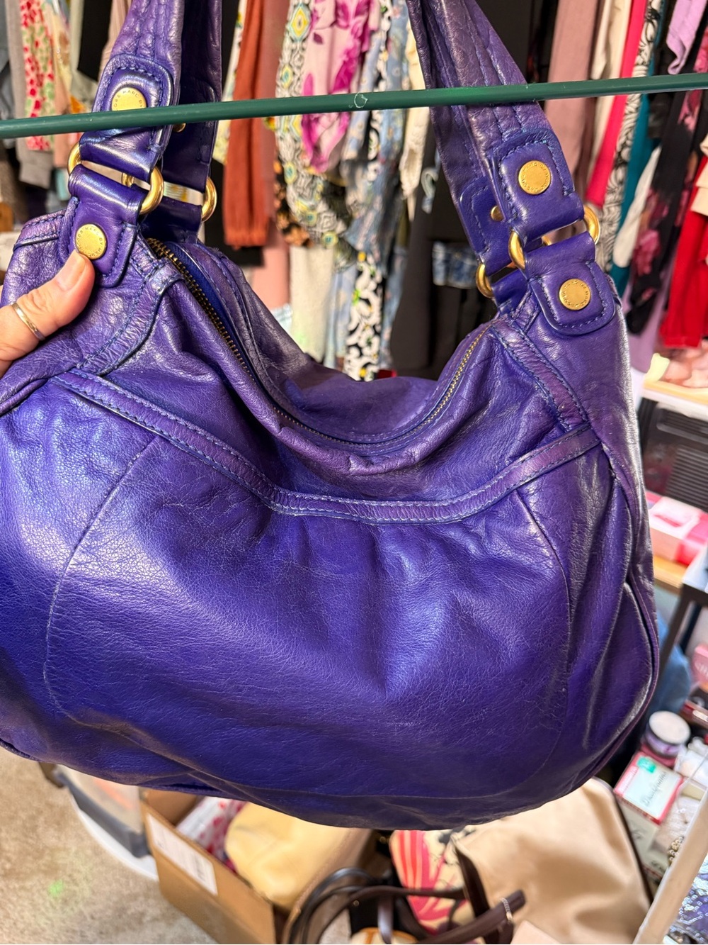 Marc by Marc Jacob’s Purple Leather Shoulder Bag with Gold Hardware - Picture 4 of 10